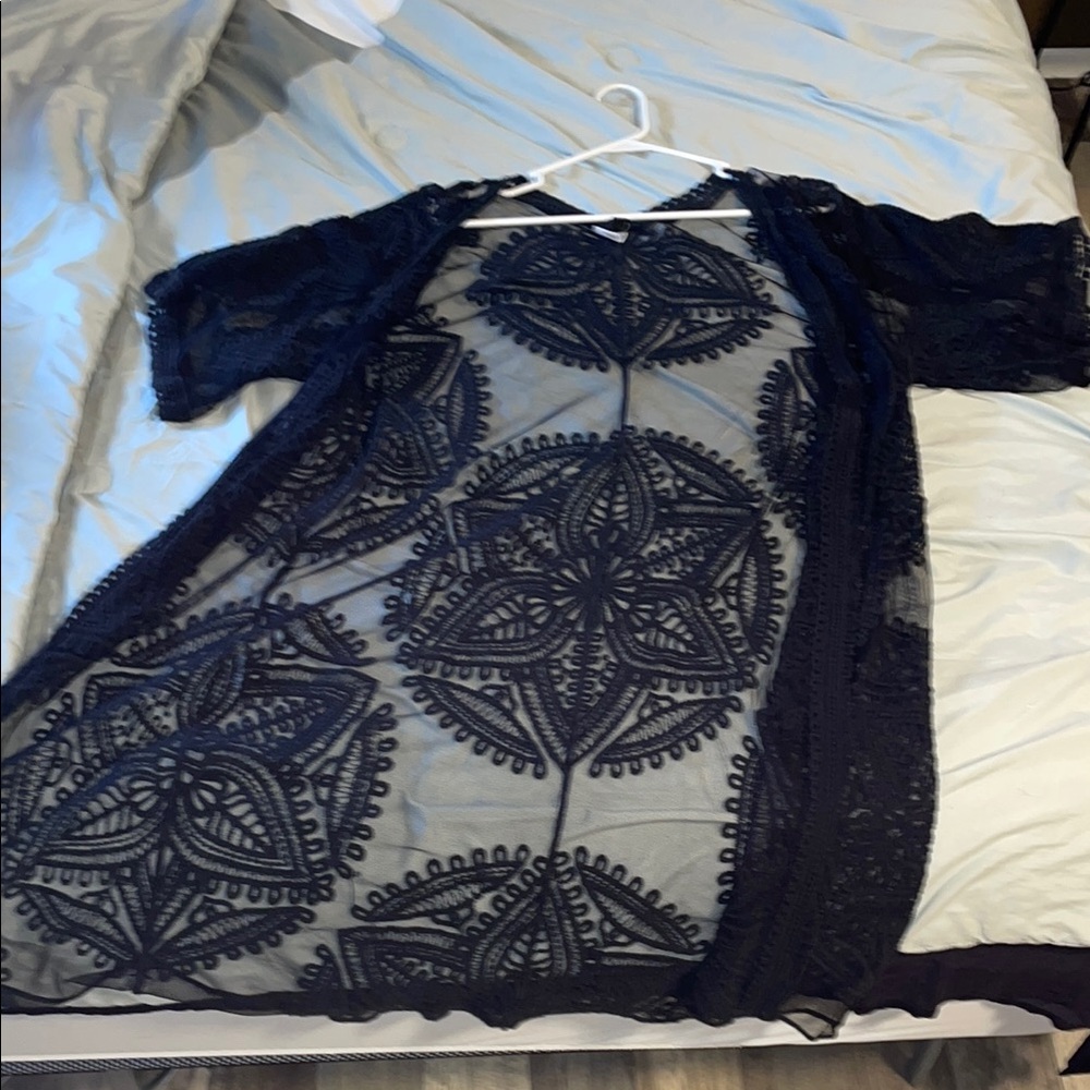 Black Lace Kimono Cardigan